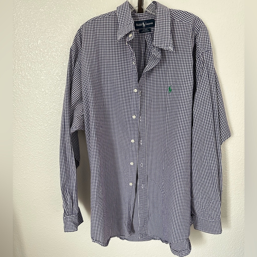Ralph Lauren Blake Men’s Gingham Plaid Button Down Shirt/Purple White~XL